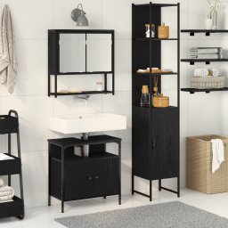 vidaXL Badkamermeubelset 3 st Zwart Eiken 33 x 33 x 185,5 cm