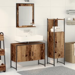 vidaXL Badkamermeubelset 3 st Bruin 33 x 33 x 113.5 cm Bewerkt hout