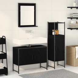 vidaXL Badkamermeubelset 3 st Zwart 33 x 33 x 113.5 cm Bewerkt hout