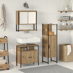 vidaXL Badkamermeubelset 3 st Bruin Bewerkt hout