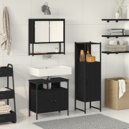 vidaXL Badkamermeubelset 3 st Zwart Bewerkt hout