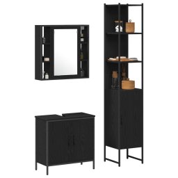 vidaXL Badkamermeubels 3 st Zwart 33 x 33 x 185,5 cm Bewerkt hout