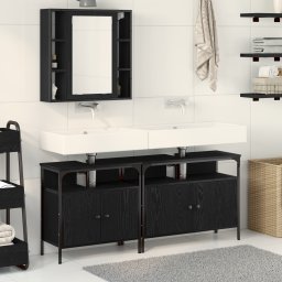 vidaXL Badkamermeubels 3 st Zwart 80 x 30 x 60 cm Bewerkt hout