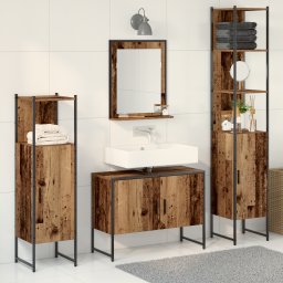 vidaXL Badkamermeubelset 4 st Bruin 33 x 33 x 185,5 cm Bewerkt hout