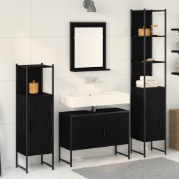 vidaXL Badkamermeubelset 4 st Zwart 33 x 33 x 185,5 cm Bewerkt hout