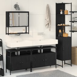 vidaXL Badkamermeubelset 4 st Zwart Eiken Bewerkt hout