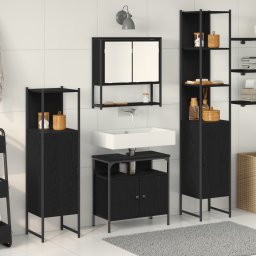 vidaXL Badkamermeubelset 4 st Zwart Eiken 33 x 33 x 185,5 cm