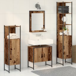 vidaXL Badkamermeubelset 4 st Bruin 33 x 33 x 185,5 cm Bewerkt hout