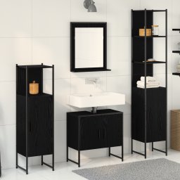 vidaXL Badkamermeubelset 4 st Zwart 33 x 33 x 185,5 cm Bewerkt hout
