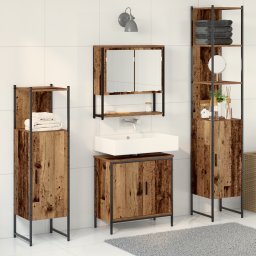 vidaXL Badkamermeubelset 4 st Bruin 33 x 33 x 185,5 cm Bewerkt hout