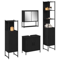 vidaXL Badkamermeubelset 4 st Zwart 33 x 33 x 185,5 cm Bewerkt hout