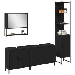 vidaXL Badkamermeubelset 4 st Zwart 33 x 33 x 185,5 cm Bewerkt hout