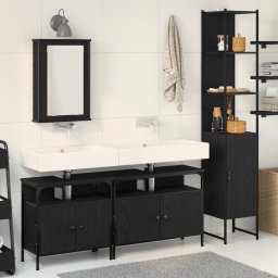 vidaXL Badkamermeubelset 4 st Zwart Eiken 33 x 33 x 185,5 cm