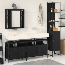 vidaXL Badkamermeubelset 4 st Zwart Eiken 33 x 33 x 185,5 cm