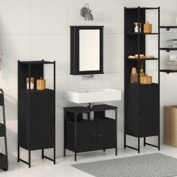 vidaXL Badkamermeubelset 4 st Zwart Eiken 33 x 33 x 185,5 cm