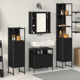 vidaXL Badkamermeubelset 4 st Zwart Eiken 33 x 33 x 185,5 cm