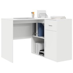 vidaXL Hoekbureau met lade met plank met opslag Wit 102 x 88 x 75 cm