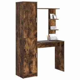 vidaXL Bureau met plank met opslag met de deur 2 st Gerookt eiken