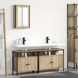 vidaXL Badkamermeubelset 3 st Bruin 80 x 30 x 60 cm Bewerkt hout