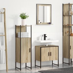 vidaXL Badkamermeubelset 3 st Bruin 60 x 33 x 60 cm Bewerkt hout