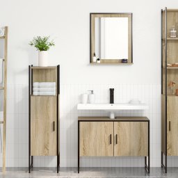 vidaXL Badkamermeubelset 3 st Bruin 33 x 33 x 120,5 cm Bewerkt hout