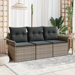 vidaXL Bankstel 3 st 3-Aantal zitplaatsen Grijs poly rattan