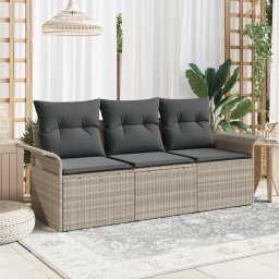 vidaXL Bankstel 3 st 3-Aantal zitplaatsen Grijs poly rattan