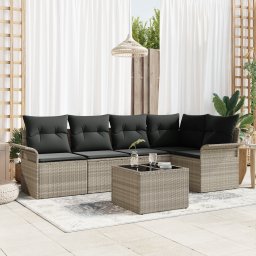 vidaXL Tuin Sofa Set 6 st Grijs poly rattan