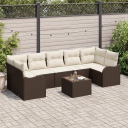 vidaXL Tuin Sofa Set 8 st 7-Aantal zitplaatsen Bruin poly rattan