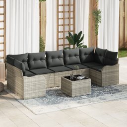 vidaXL Tuin Sofa Set 8 st 7-Aantal zitplaatsen Lichtgrijs poly rattan