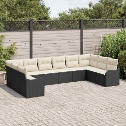 vidaXL Tuin Sofa Set Zwart 344 x 177,5 x 85 cm poly rattan
