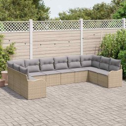 vidaXL Tuin Sofa Set Beige 344 x 177,5 x 85 cm poly rattan