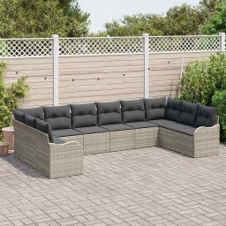 vidaXL Tuin Sofa Set 10 st Lichtgrijs poly rattan