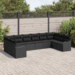 vidaXL Tuin Sofa Set 10 st Zwart poly rattan
