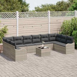 vidaXL Tuin Sofa Set Lichtgrijs 55 x 55 x 37 cm poly rattan
