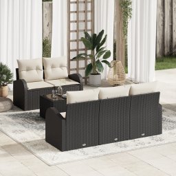 vidaXL Tuin Sofa Set 6 st Zwart poly rattan