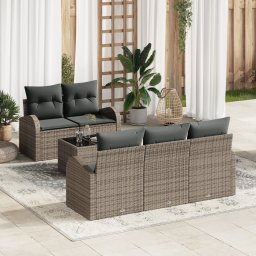 vidaXL Tuin Sofa Set 6 st Grijs poly rattan