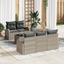 vidaXL Tuin Sofa Set 6 st Lichtgrijs poly rattan