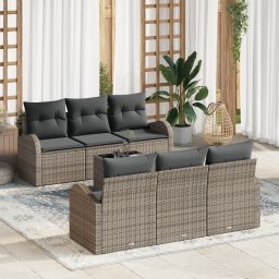 vidaXL Tuin Sofa Set 7 st Grijs poly rattan