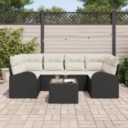 vidaXL Tuin Sofa Set 7 st Zwart poly rattan