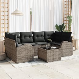 vidaXL Tuin Sofa Set 7 st Grijs poly rattan