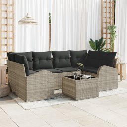 vidaXL Tuin Sofa Set 7 st Lichtgrijs poly rattan
