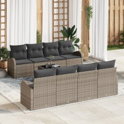 vidaXL Tuin Sofa Set 9 st Grijs poly rattan