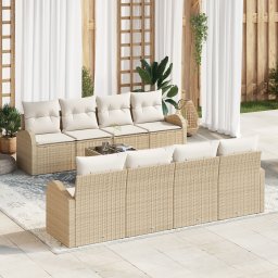 vidaXL Tuin Sofa Set 9 st Beige poly rattan