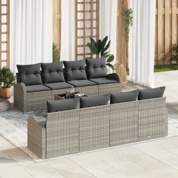 vidaXL Tuin Sofa Set 9 st Lichtgrijs poly rattan