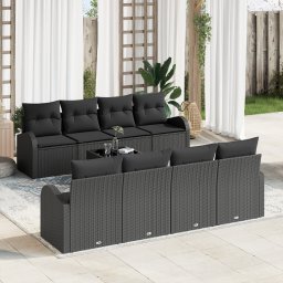 vidaXL Tuin Sofa Set 9 st Zwart poly rattan