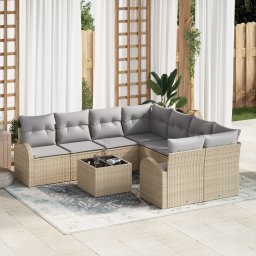 vidaXL Tuin Sofa Set 9 st Beige poly rattan