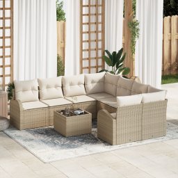 vidaXL Tuin Sofa Set 9 st Beige poly rattan
