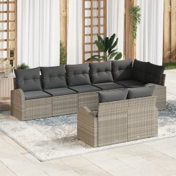 vidaXL Tuin Sofa Set 8 st 8-Aantal zitplaatsen Lichtgrijs poly rattan