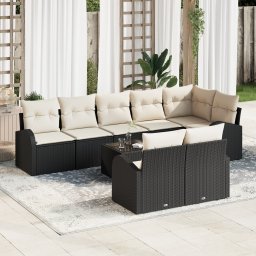 vidaXL Tuin Sofa Set 9 st 8-Aantal zitplaatsen Zwart en Crème